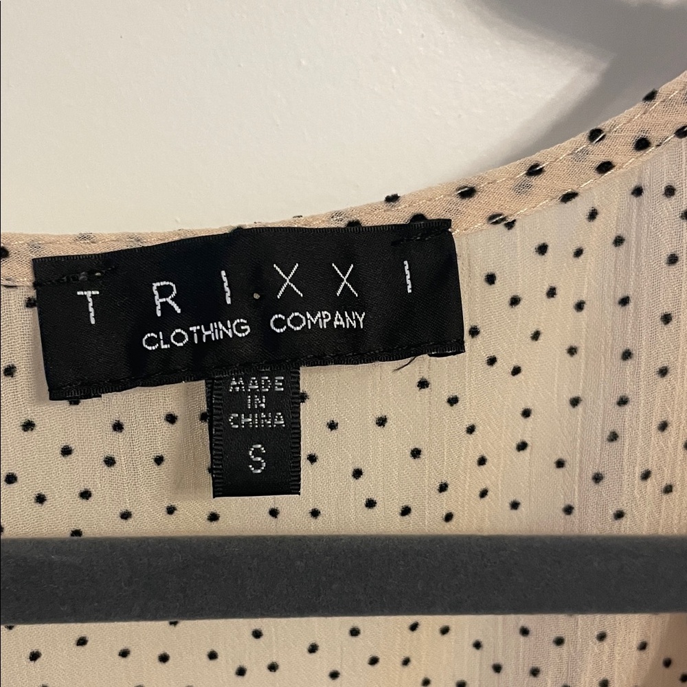 Cream Polka Dot Dress with Sleeves - Picture 2 of 3